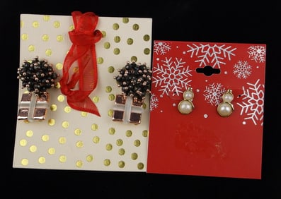 2 New Christmas Rhinestone Earrings Sets Lot