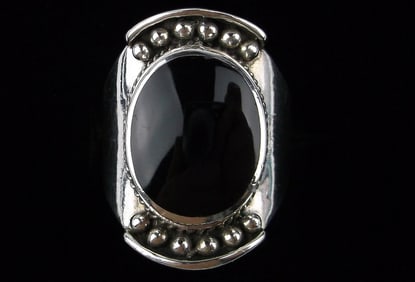 Mint Big Thick Sterling Silver Onyx Ring 7