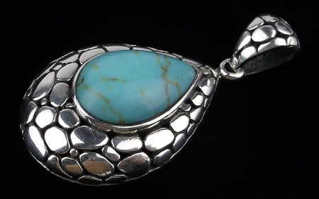 Mint Big Designer Sterling Silver Turquoise Pendant