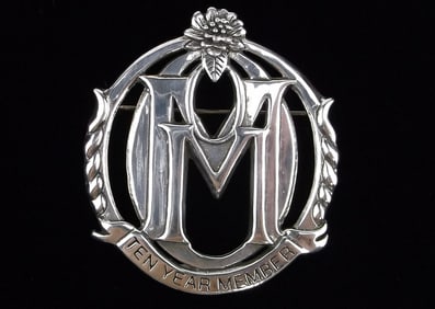 Mint Big Thick Vint Hand & Hammer Sterling Silver MO Brooch Pendant