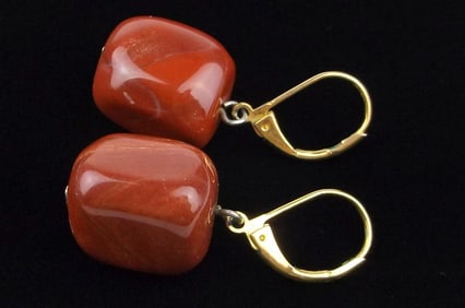 Mint Vintage 1960s Big Red Jasper AAA Nugget Earrings