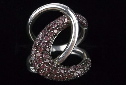 Big Mint Thick Designer Sterling Silver Ruby Swirl Ring 4.5