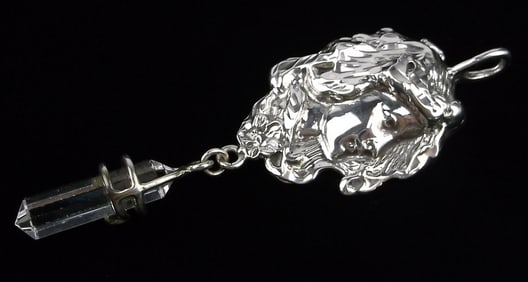Mint Vintage 1960s Sterling Silver Lady Crystal Wand Pendant