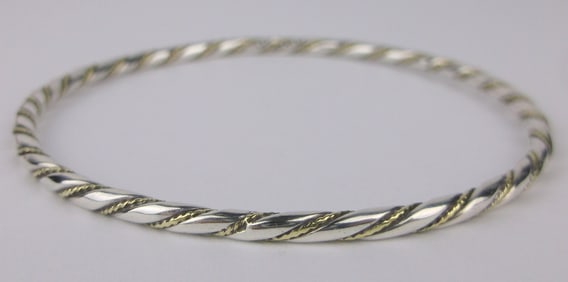 Mint Thick Solid Vint Taxco Sterling Silver Bangle Bracelet 8.25"