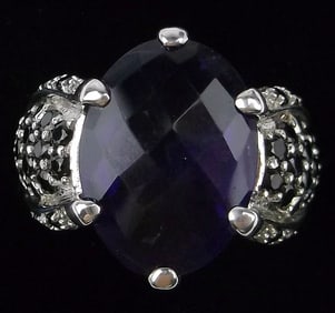 Mint Designer Big Sterling Silver 10ct Amethyst Ring 7
