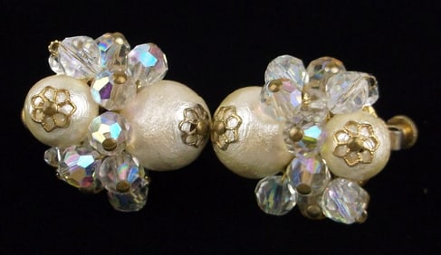 Stunning Vint 1960s Vendome Paris Runway Crystal Earrings