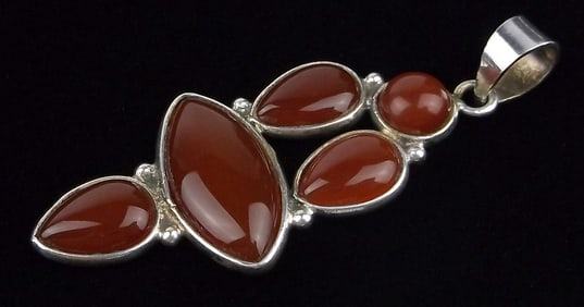 Mint Vintage Sterling Silver Red Chalcedony Pendant