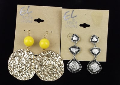 2 New Erica Lyons Drop Earrings Sets Lot
