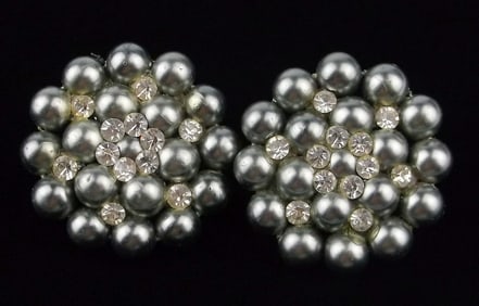 Gorgeous Vintage 1950s Celluloid Crystal Rhinestone Earrings