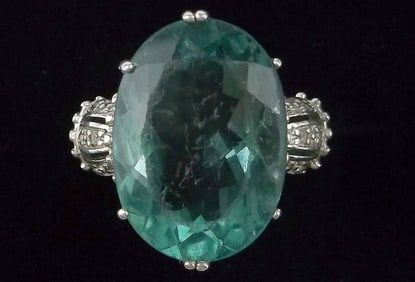 Stunning Big Designer Sterling Silver 20ct Aquamarine Ring 4