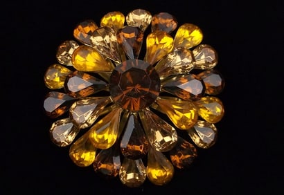 Big New Vintage 1960s MOD Rhinestone Brooch
