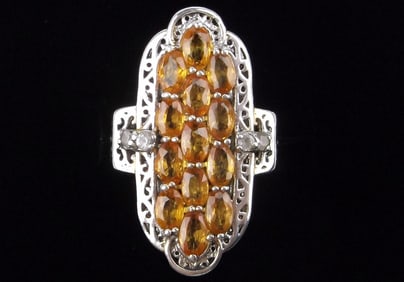 Mint Big Designer Sterling Silver 3.25cttw Yellow Sapphire Ring 6