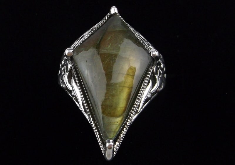 Big Mint Heavy Designer Sterling Silver Moldanite Kite Ring 7 (1 of 3)