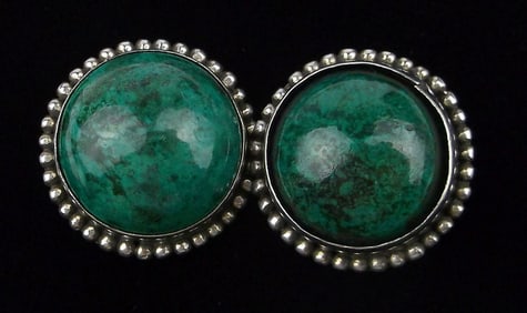 Big Stunning Vintage Israel Sterling Silver Turquoise Earrings