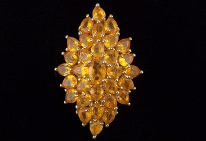 Mint Big Designer Gold Over Sterling Orange Tourmaline Ring 7