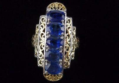 Mint Big Heavy Designer Sterling Silver 4ct Blue Topaz Ring 6