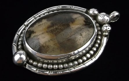 Mint 1960s Zuni Sterling Silver Pietersite Pendant