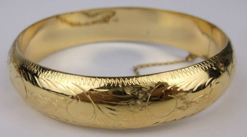 Mint Vintage Big Ornate Gold Over Sterling Silver Bracelet 7.5"