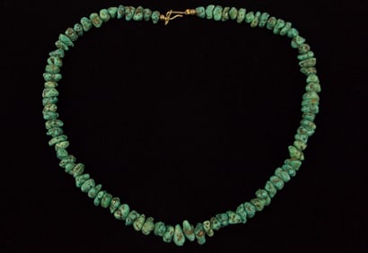 Mint 1960s Navajo Jennifer Smiley Morenci Turquoise Necklace 17"
