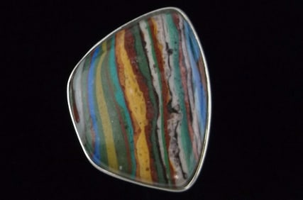 Mint Huge Jay King Desert Rose Sterling Rainbow Calcilica Ring 8