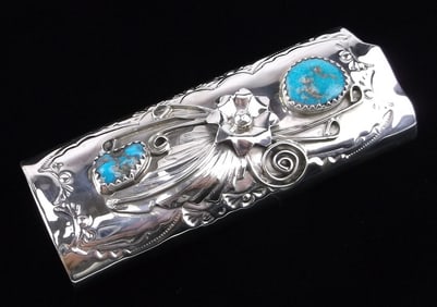 Mint Navajo James Martin Sterling Silver Turquoise Lighter Holder