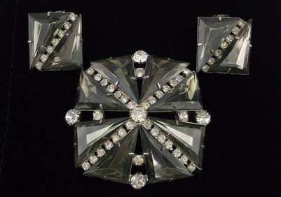 Big Mint Vintage 1960s Juliana Rhinestone Brooch Earrings Set