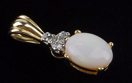 Mint Gold Over Sterling Silver Opal Diamond Pendant