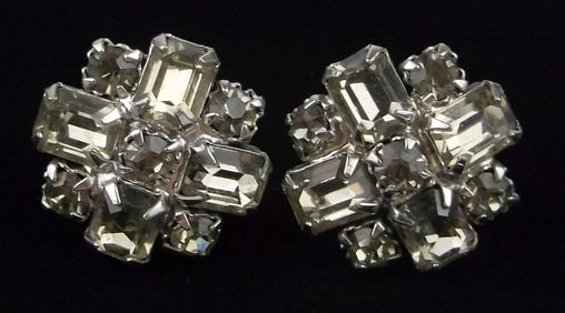 Stunning Vintage 1950s Weiss Rhinestone Earrings Set