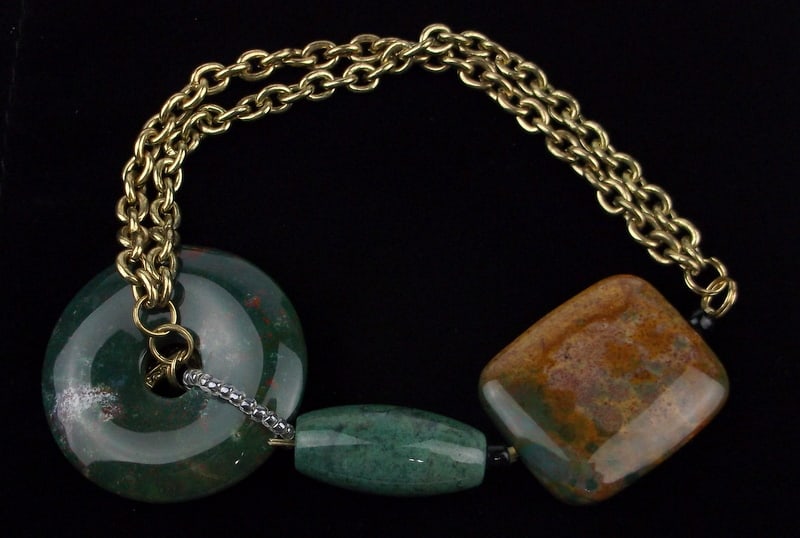 Mint Vintage Jadeite Moss Agate Bracelet 9" (1 of 2)