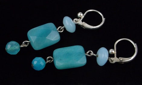 New Designer Sterling Silver Aquamarine Drop Earrings