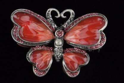 Stunning Vintage Enameled Butterfly Brooch