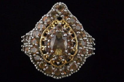 Mint Big Thick Designer Sterling Silver Ametrine Ring 7