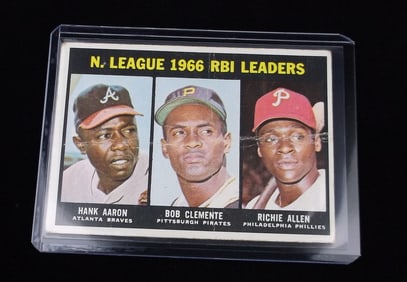 1967 Topps NL RBI Leaders Hank Aaron Roberto Clemente Card