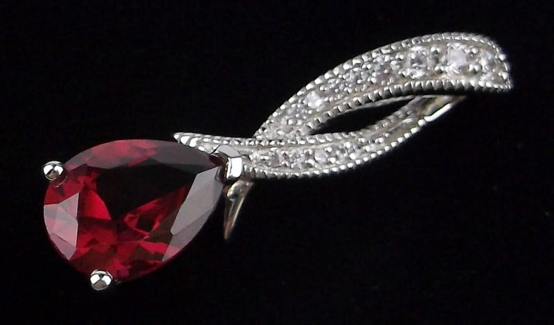 New Big Designer Sterling Silver 1.5ct Ruby Drop Pendant (1 of 3)