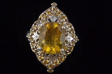 Mint Vint Big Thick Designer Sterling Silver 6cttw Citrine Ring 6