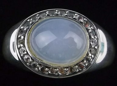 Mint Thick Vint Designer Sterling Silver Opalite Topaz Ring 7.5