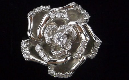 Mint Thick Designer Sterling Silver Rose Ring 6.25