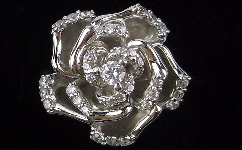 Mint Thick Designer Sterling Silver Rose Ring 6.25 (1 of 2)