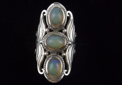Mint Big Vint Designer India Sterling Silver Opal Ring 4.5