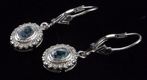 New Designer Sterling Silver Blue Topaz Drop Earrings