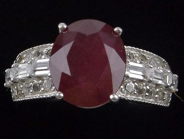 Mint Big Vint Designer Sterling Silver 5ct Ruby Topaz Ring 11.25 Thick