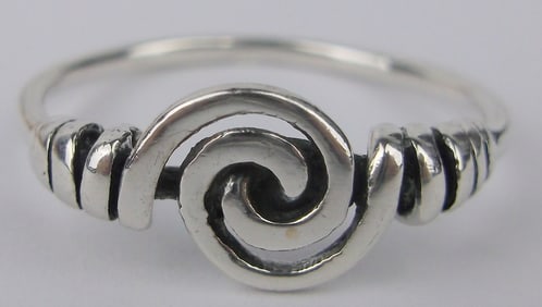 Mint Vint Taxco Sterling Silver Hypnotic Swirl Ring 8.5
