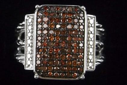 New Big Designer Sterling Silver Chocolate Diamond Ring 7