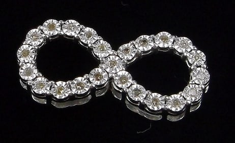 New Vintage Designer Sterling Silver Diamond Infinity Pendant