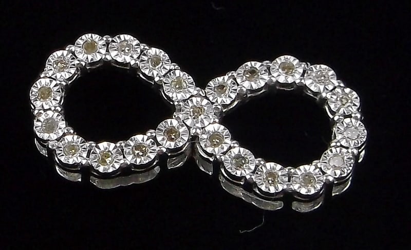 New Vintage Designer Sterling Silver Diamond Infinity Pendant (1 of 2)