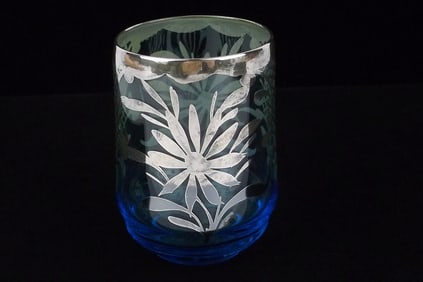 Mint Antique 1940s Sterling Silver Glass Toothpick Holder