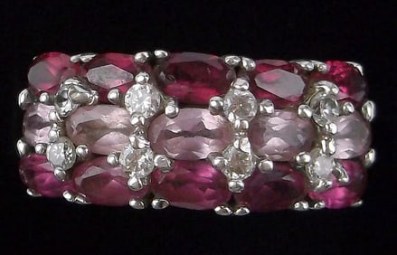 Mint Vint Big Thick Designer Sterling Silver Ruby Topaz Ring 7