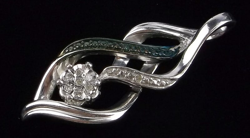 Mint Vint Thick Designer Sterling Silver Diamond Pendant (1 of 2)