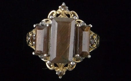 Mint Vint Big Designer Sterling Silver 14k Chocolate Topaz Ring 6.25