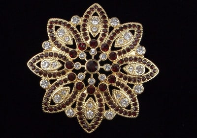 New Boxed Monet Rhinestone Snowflake Brooch